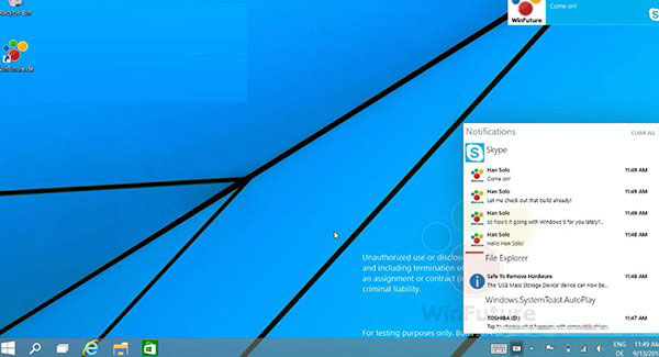 類似WP8.1!Win9通知中心演示視頻曝光