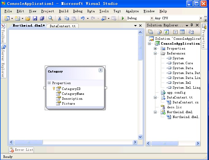 Linq to SQL T4 代碼生成器 （二）訪問設(shè)計器中的 Table 對象