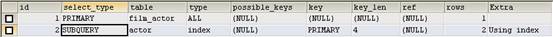 mysql總結之explain